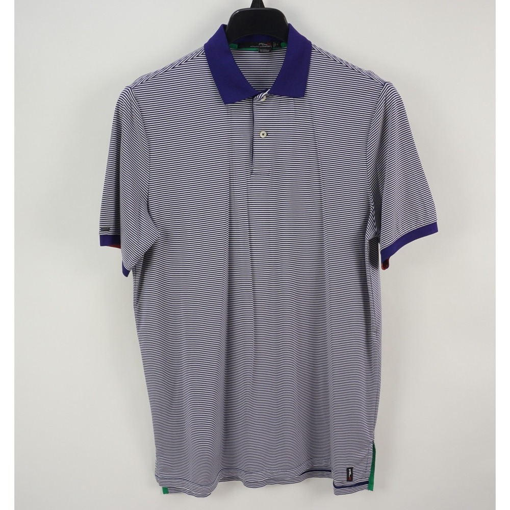 RLX Ralph Lauren Performance Polo Shirt Men's Medium Striped Jersey Stretch Golf
